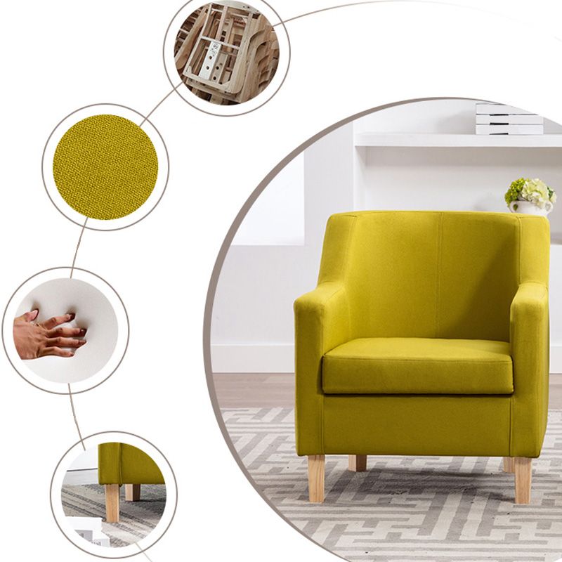 27.5"Wide Linen Arm Chair with Pillow Back and Basic Four Legs Clearhalo 'Accent Chairs' 'accent_chairs' 'Chairs & Seating' 'furn' 'furn_accent_chairs' 'Furniture' 'furniture_accent_chairs' 'Living Room Furniture' 1200x1200_0f01b1c2-177d-466b-8cc3-853fd9a8a0d1