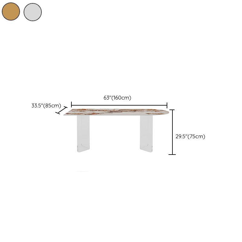 Glossy Beige Dinette Table with Double Pedestal Modern Dining Table for Home Clearhalo 'Dining Tables & Seating' 'Dining Tables' 'dining_table' 'furn' 'furn_dining_table' 'Furniture' 'Kitchen & Dining Furniture' 1200x1200_0f01ed96-0b41-45e5-94bc-19a1ef5ce65f