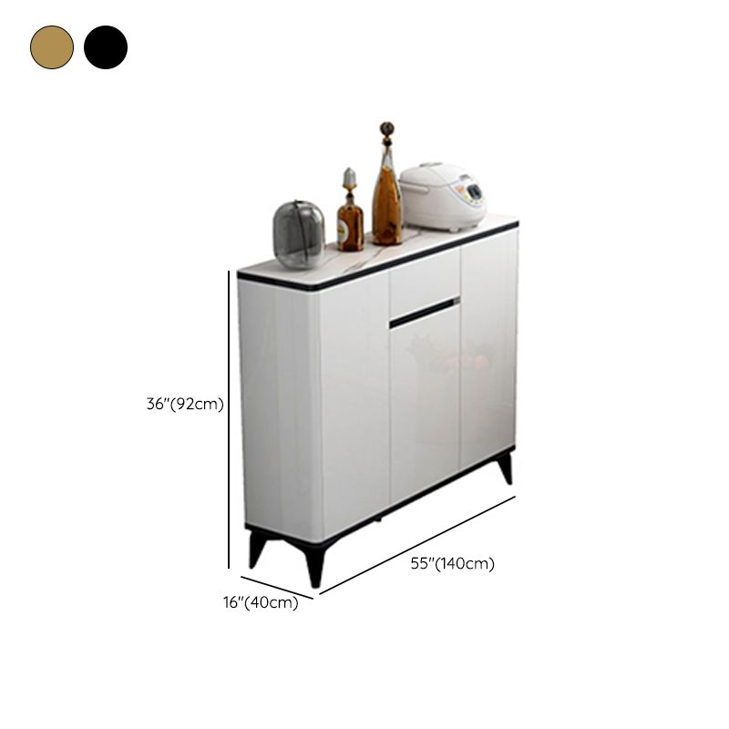 Cena in vetro Sideboard Sideboard White Mirroring Board con gambe metalliche