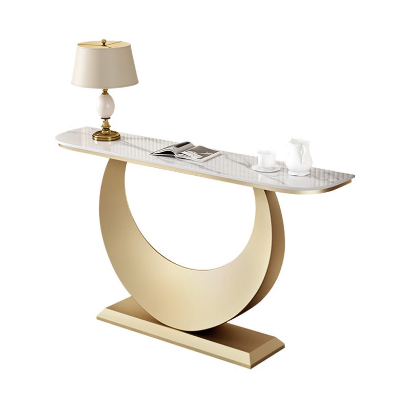 Tavolo di accento di mezza luna di pietra moderna da 31,5 "tavolo da console alta per Hall