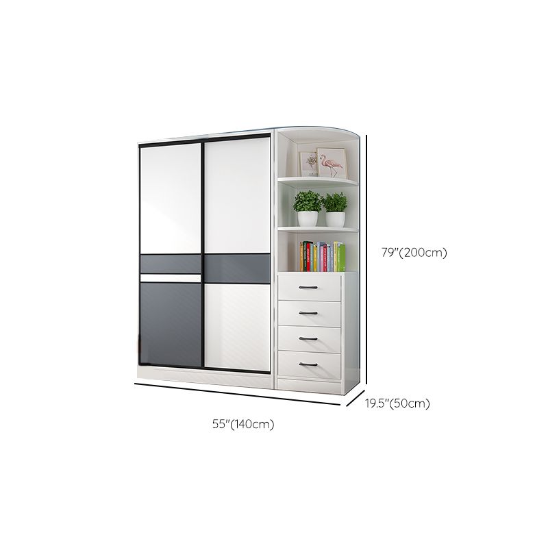 Weiße Holzrahmen Garderobe freistehende Garderobe Armoire mit Regalen