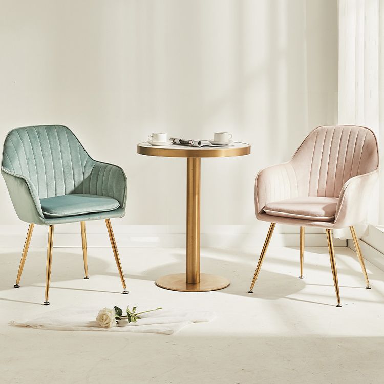 Scandinavian Style Dining Chair Metal Home Cushioned Solid Back Chair with Arm Clearhalo ' kitchen&dining_furn' 'Dining Chairs' 'Dining Tables & Seating' 'dining_chair' 'furn' 'furn_dining_chair' 'Furniture' 'furniture_dining_chair' 'Kitchen & Dining Furniture' 'kitchen' 1200x1200_0f063ddb-1860-49e6-a47a-9fe555cbe682
