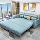Square Arm Contemporary Convertible Faux Leather Bed Settee with Pillows