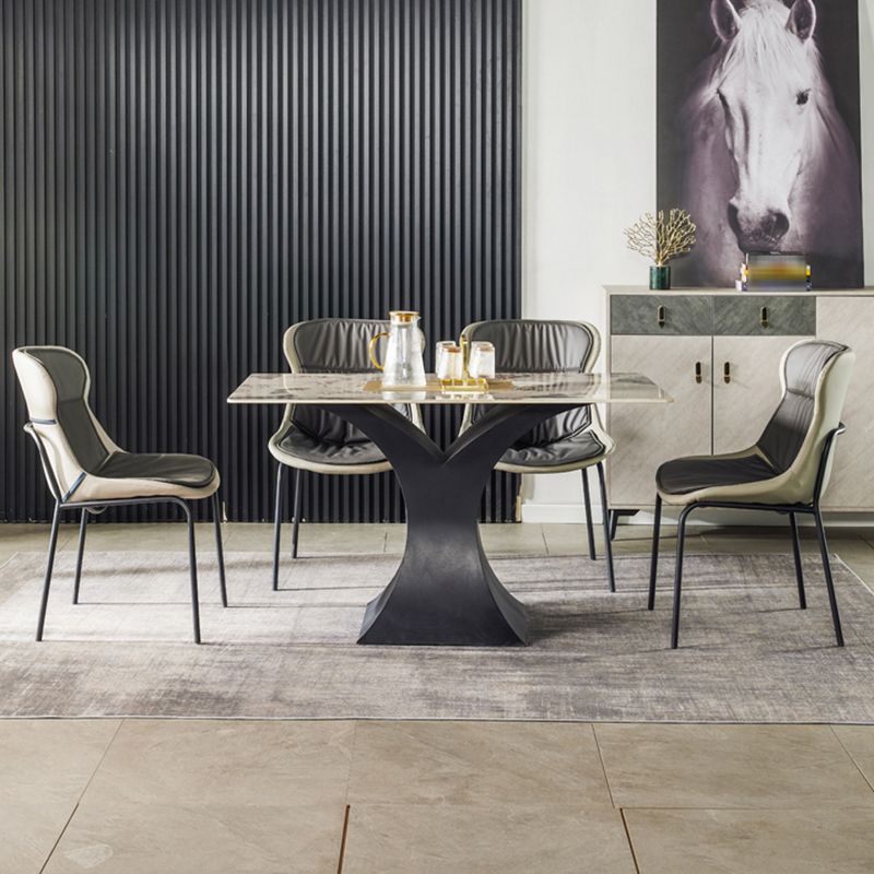 Industrial Style Leather Dining Side Chairs Solid Back Armless Side Chair Clearhalo ' kitchen&dining_furn' 'Dining Chairs' 'Dining Tables & Seating' 'dining_chair' 'furn' 'furn_dining_chair' 'Furniture' 'furniture_dining_chair' 'Kitchen & Dining Furniture' 'kitchen' 1200x1200_0f08d35e-22a7-4e63-9221-3c6807bb915e