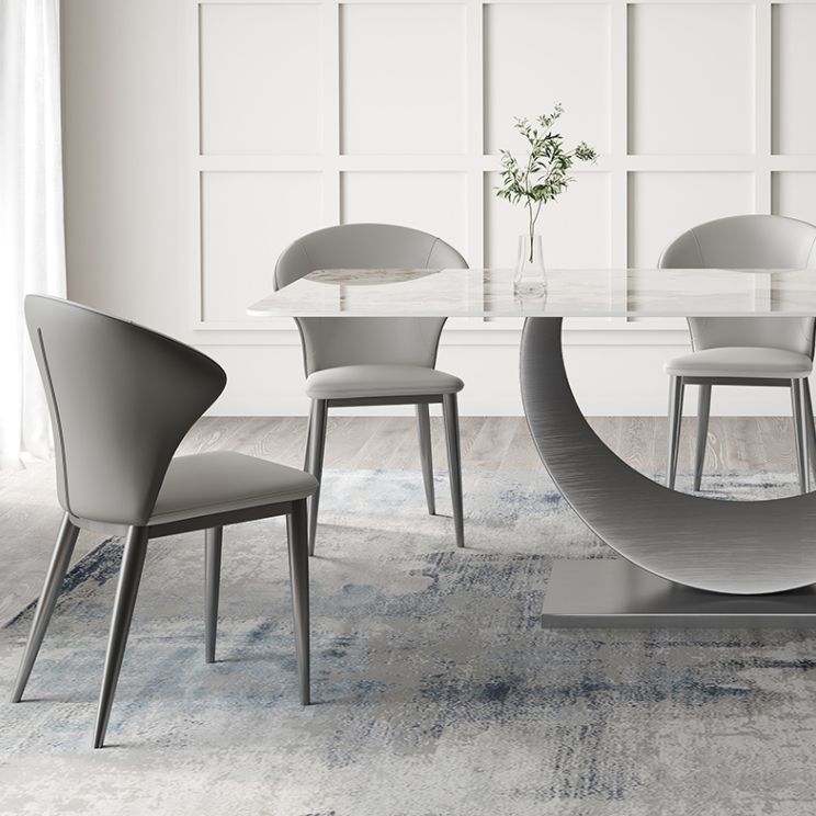 Modern Sintered Stone Dining Table Rectangular Dining Table Set with Metal Base Clearhalo 'Dining Room Sets' 'Dining Tables & Seating' 'dining_room_set' 'furn' 'furn_dining_room_set' 'Furniture' 'furniture_dining_room_set' 'Kitchen & Dining Furniture' 'kitchen&dining_furn' 'kitchen' 1200x1200_0f0944d4-564a-4d80-97b0-ae05153a86b5