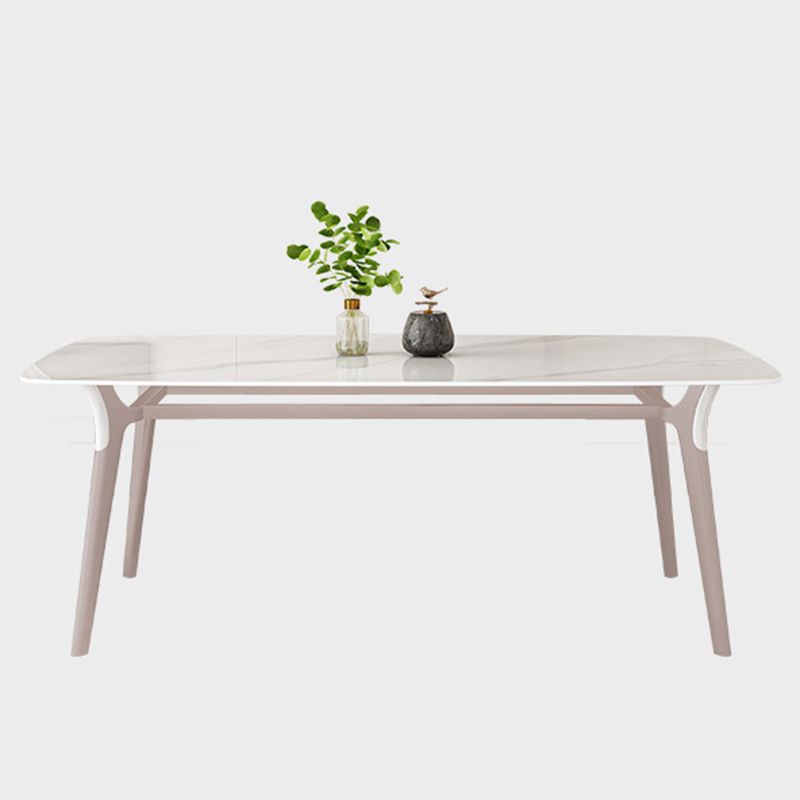 Table de salle à manger Glam Table de salle à manger rectangulaire en pierre en blanc