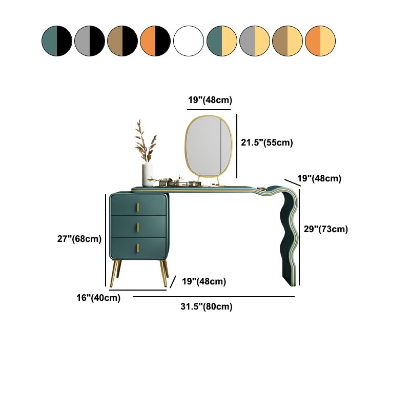3 Drawers Make-up Vanity Set, 28.74" H Leather Vanity with Stool & Mirror Clearhalo 'Bedroom Furniture' 'furn' 'furn_makeup_vanities' 'Furniture' 'Makeup Vanities' 'makeup_vanities' 1200x1200_0f0d495a-ce4e-4ecb-9cc3-79464b01f19c