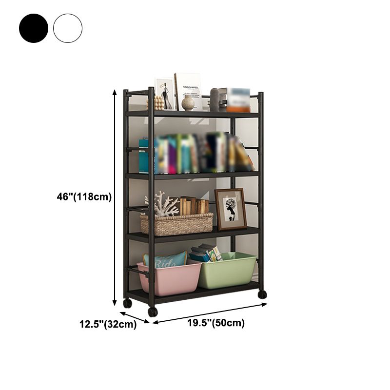 Industrial Steel Etagere Bookshelf Vertical Open Bookshelf with Caster Wheels Clearhalo 'Bookcases' 'furn' 'furn_bookcases' 'Furniture' 'furniture_bookcases' 'Office Furniture' 1200x1200_0f0e955e-4e09-4e07-a874-7bc45c179279