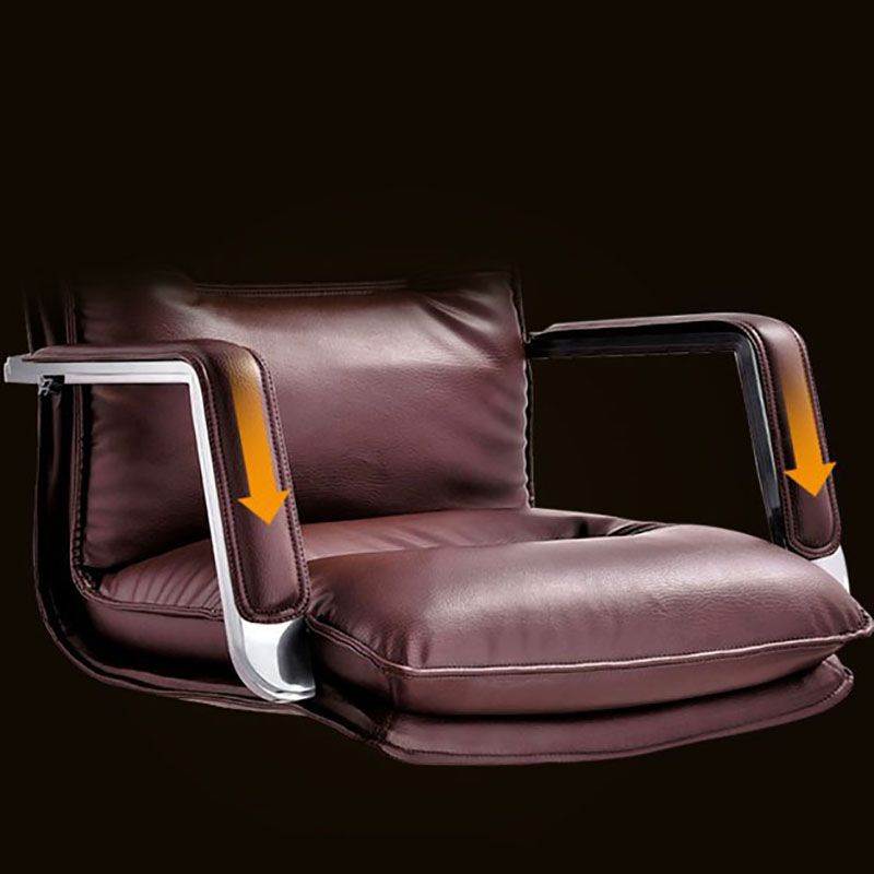 Sedia moderna a braccia a fissa sedia da ufficio in pelle con ruote