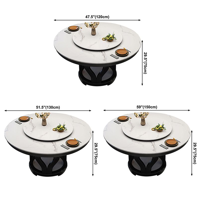 Solid Wood Contemporary Round Dining Table Sintered Stone Top Table for Dining Room Clearhalo ' dining_table' 'Dining Tables & Seating' 'Dining Tables' 'furn' 'furn_dining_table' 'Furniture' 'furniture_dining_table' 'Kitchen & Dining Furniture' 'kitchen&dining_furn' 'kitchen' 'kitchen_dining_table' 1200x1200_0f118cae-73be-4359-911e-3b291859344d
