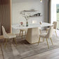 Nordic Glam Sintered Stone Dining Rectangle Table Set 1/4/5/6/7 Pieces Dining Set Clearhalo 'Dining Room Sets' 'Dining Tables & Seating' 'dining_room_set' 'furn' 'furn_dining_room_set' 'Furniture' 'Kitchen & Dining Furniture' 1200x1200_0f120d8e-3385-4dc2-b459-6df83494e3a9