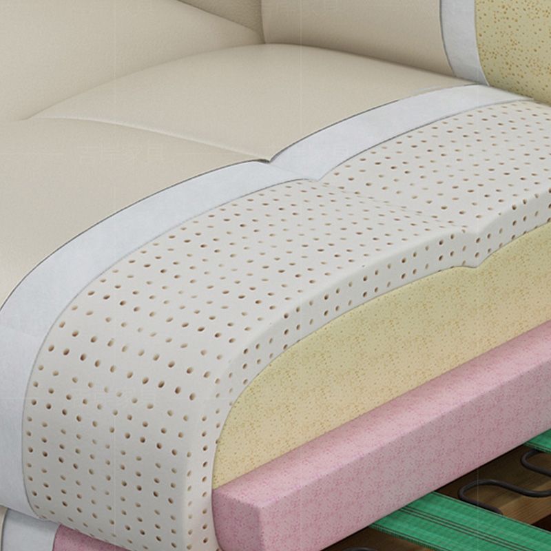 Sofá de brazo empotrado de cuero genuino de crema estacionaria contemporánea