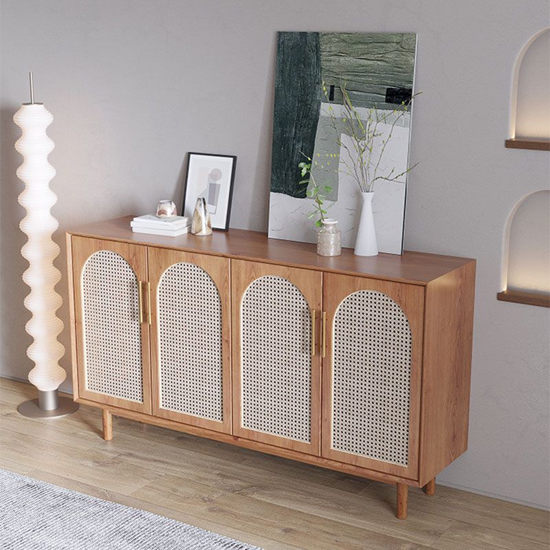 Sidebore di vimini marroni contemporanei Sideboard tavolo a buffet in legno massiccio per soggiorno