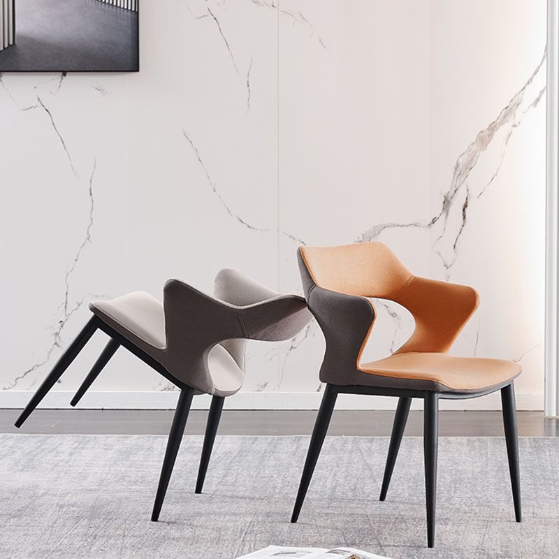 Industrial Dining Room Arm Chairs Faux Leather Open Chair for Kitchen Clearhalo 'Dining Chairs' 'Dining Tables & Seating' 'dining_chair' 'furn' 'furn_dining_chair' 'Furniture' 'Kitchen & Dining Furniture' 1200x1200_0f15972e-d001-41f0-811c-a14b222219c4