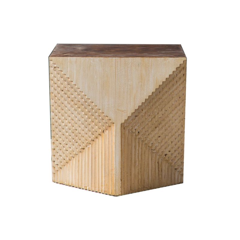 Tavolo laterale rustico in legno da 23,62 pollici Tavolino naturale in finitura in difficoltà