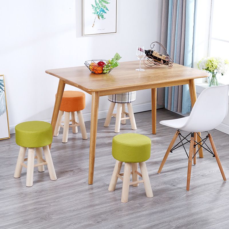 Wool Frame Pouf Stool Contrast Color Round Upholstered Fade Resistant Linen Blend Pouf Clearhalo 'furn' 'furn_ottomans_poufs' 'Furniture' 'Living Room Furniture' 'Ottomans & Poufs' 'ottomans_poufs' 1200x1200_0f187b63-18ec-4961-b406-601052e120a2