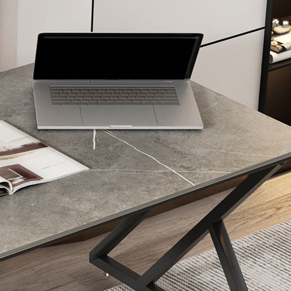 Zeitgenössischer Stil rechteckiger Schreibtisch Stein Schlitten Basis Büro Schreibtisch
