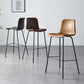 Modern Backrest Armless Counter Stool Metal Cafe Bar Stool with Leather Cushion