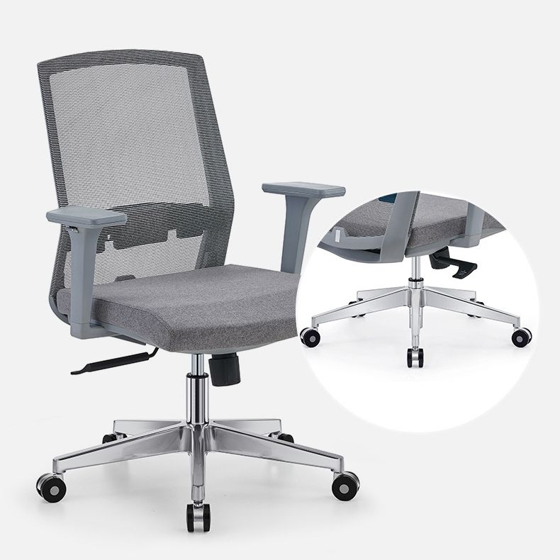 Silla de escritorio moderna con brazos fijos y ruedas Silla de oficina con respaldo medio