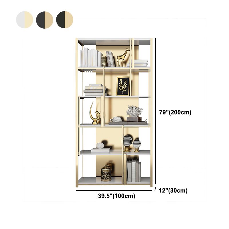 11.81"W 78.74"H Bookshelf Glam Style Open Back Bookcase for Study Room Home Office Clearhalo 'Bookcases' 'furn' 'furn_bookcases' 'Furniture' 'furniture_bookcases' 'kitchen' 'kitchen_bookcases' 'Living Room Furniture' 'Office Furniture' 1200x1200_0f213af1-ad5a-483e-9e58-fadd2d88b80f