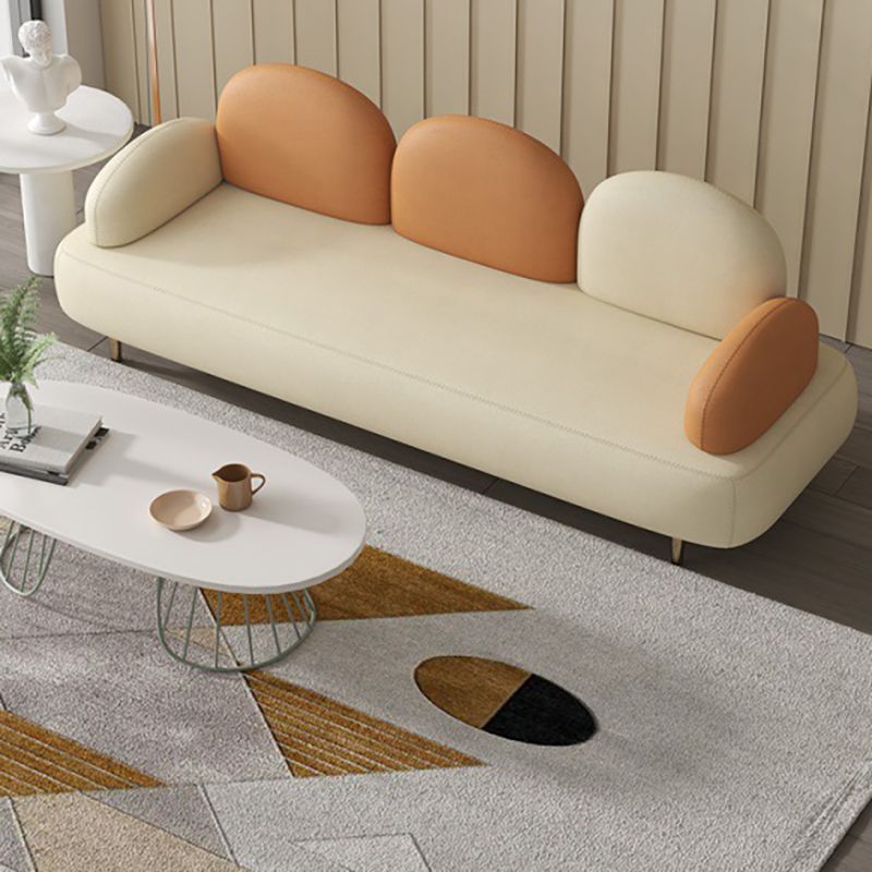 Modern Curved 4 Metal Legs Sofa Faux Leather Recessed Arm Sofa Clearhalo 'furn' 'furn_sofas' 'Furniture' 'furniture_sofas' 'kitchen' 'kitchen_sofas' 'Living Room Furniture' 'Sofa' 'sofas' 1200x1200_0f22ec85-f0e7-4b1b-a951-deb3f49a28b8