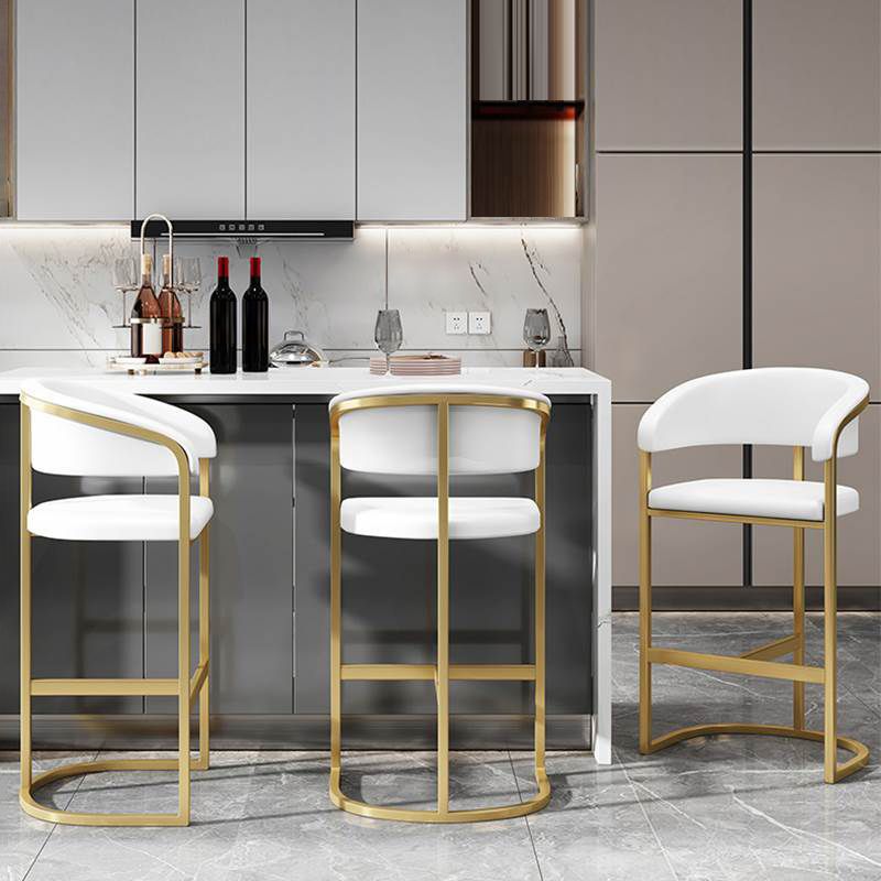 Glam Armrest Backrest Counter Stool Iron Bar Stool with Leather Cushion and Pedal Clearhalo 'Bar Furniture' 'Bar Stools' 'bar_stools' 'furn' 'furn_bar_stools' 'Furniture' 'Kitchen & Dining Furniture' 1200x1200_0f2306b5-dc38-40f3-828b-a802660c2873