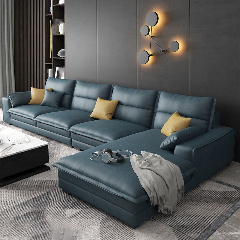 135.8" L √ó 70.9" W √ó 35.4" H Faux Leather sofa and Chaise High Back Square Arm Sectional Clearhalo 'furn' 'furn_sectionals' 'Furniture' 'furniture_sectionals' 'kitchen' 'kitchen_sectionals' 'Living Room Furniture' 'Sectionals' 1200x1200_0f2816f1-d2a3-447d-92a6-9f6129f2136b