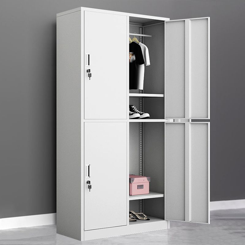 Contemporary Wardrobe White Colour Steel Wardrobe Closet with Doors Clearhalo 'Armoires & Wardrobes' 'armoires_wardrobes' 'Bedroom Furniture' 'furn' 'furn_armoires_wardrobes' 'Furniture' 1200x1200_0f28174e-5ee1-4be7-8098-29a95460ed77