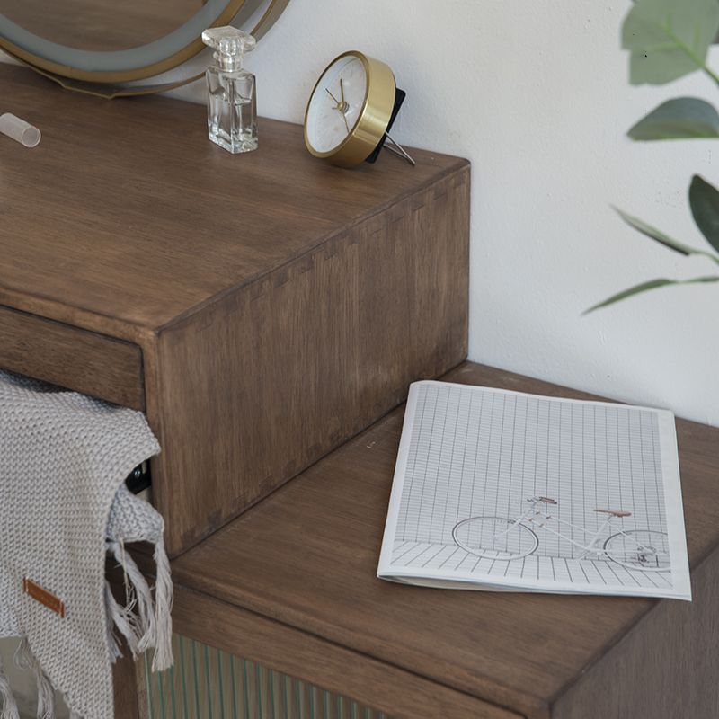 Tavolo da toeletta in legno in legno vanità per trucco in legno massello con cassetti