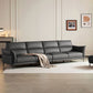 Modern Genuine Leather Sewn Pillow Back Flared Arm Sofa For Living Room
