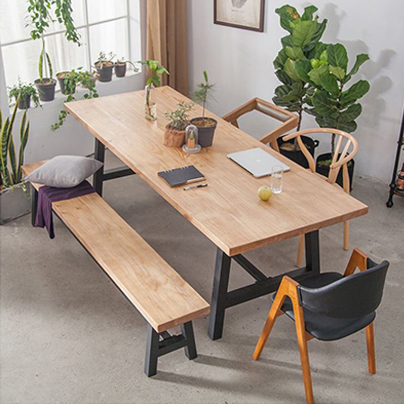 Rectangle Trestle Dining Table Modern Wood Table for Milk Tea Shop Clearhalo 'Dining Tables & Seating' 'Dining Tables' 'dining_table' 'furn' 'furn_dining_table' 'Furniture' 'Kitchen & Dining Furniture' 1200x1200_0f2a496f-b62c-4f72-9ab8-126fe5252d51