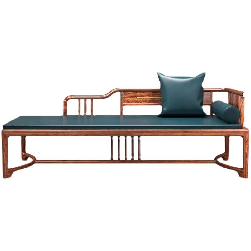 Chaise longue tradizionale con braccioli in legno con braccioli tondi per camera da letto soggiorno