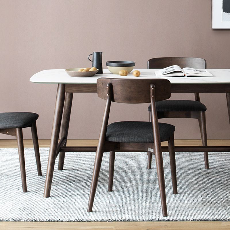 Tavolo da pranzo rettangolo bianco top-secolo moderno tavolo da base di cavalletto in stile moderno