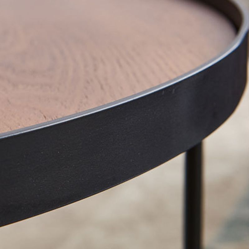 Mesa de café redonda de la base de hierro de metal de pizarra/madera de estilo de madera moderno