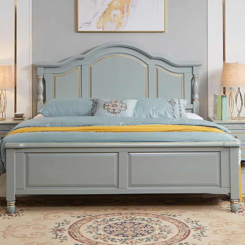 Contemporary Solid Wood Standard Bed with Camelback Headboard