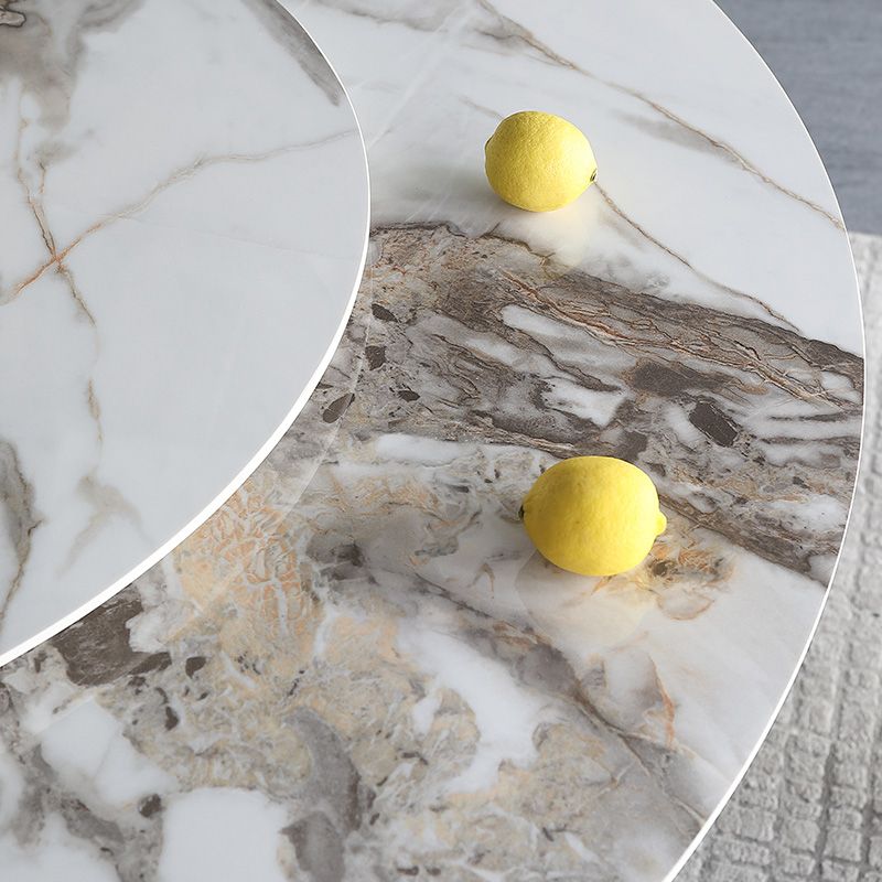 Modern Round Dinette Set 1/4/5/7 Pieces Black Dining Table Set with Sintered Stone Top Clearhalo 'Dining Room Sets' 'Dining Tables & Seating' 'dining_room_set' 'furn' 'furn_dining_room_set' 'Furniture' 'furniture_dining_room_set' 'Kitchen & Dining Furniture' 1200x1200_0f2b75cc-acf0-47d9-8d65-0b114f079efb