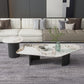 Irregular Slate Top Coffee Table with 2 Legs Modern 2-Piece Cocktail Table Set