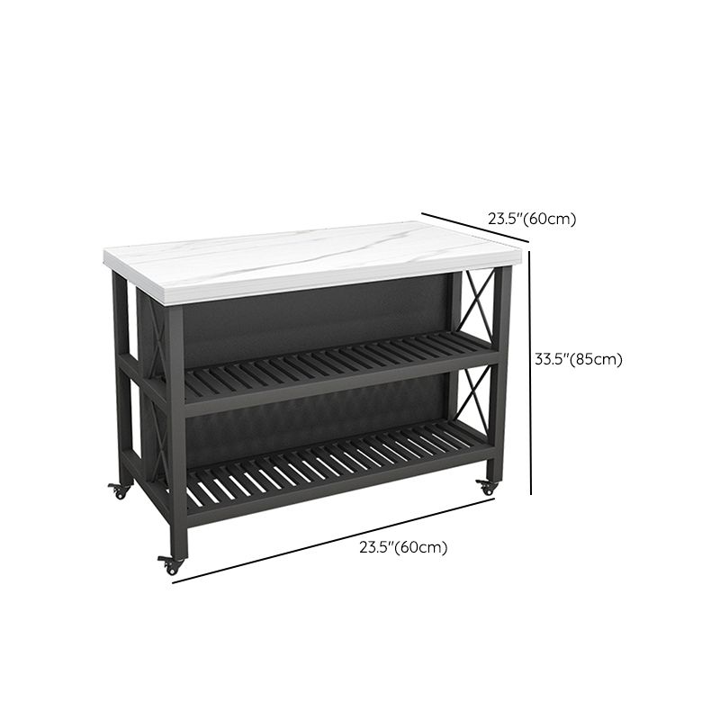 Modern Prep Table with Metal Base Rectangle Island Table for Kitchen
