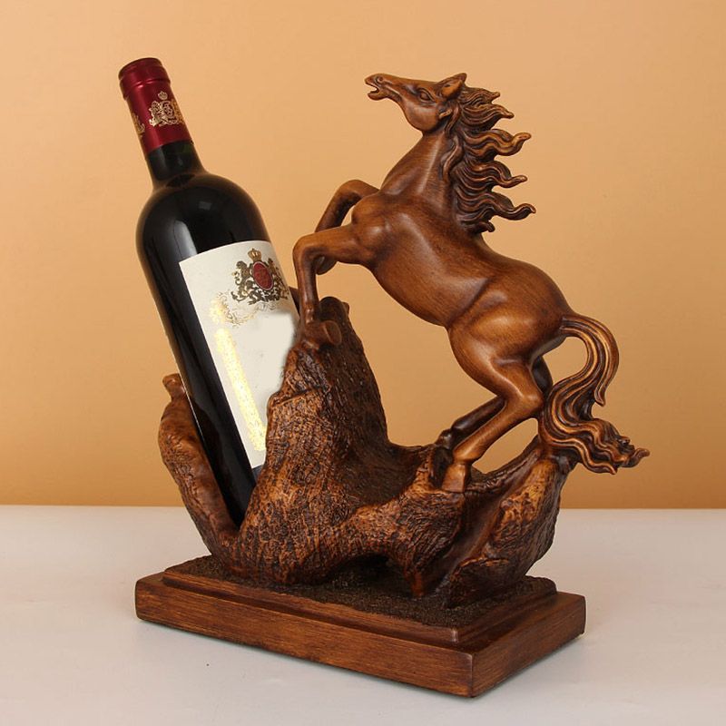 Modern Simple Tabletop Wine Rack Horse Shape Resin Wine Bottle Rack for Kitchen
