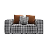 Stof moderne HoundStooth Patroon Sofa Tuxedo Arm Sofa met kussens