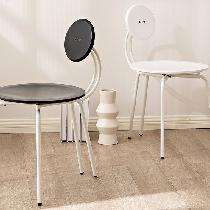 Moderne armloze eetkamerstoel metalen frame open rug eetkamerstoel voor eetkamer