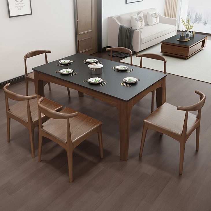 Mid-Century Sintered Stone Table Ash Wood 4 Legs Base Rectangle Table for Home Clearhalo ' dining_table' 'Dining Tables & Seating' 'Dining Tables' 'furn' 'furn_dining_table' 'Furniture' 'furniture_dining_table' 'Kitchen & Dining Furniture' 'kitchen&dining_furn' 'kitchen' 'kitchen_dining_table' 1200x1200_0f306e36-4296-4b3a-a944-6e74f03e846f