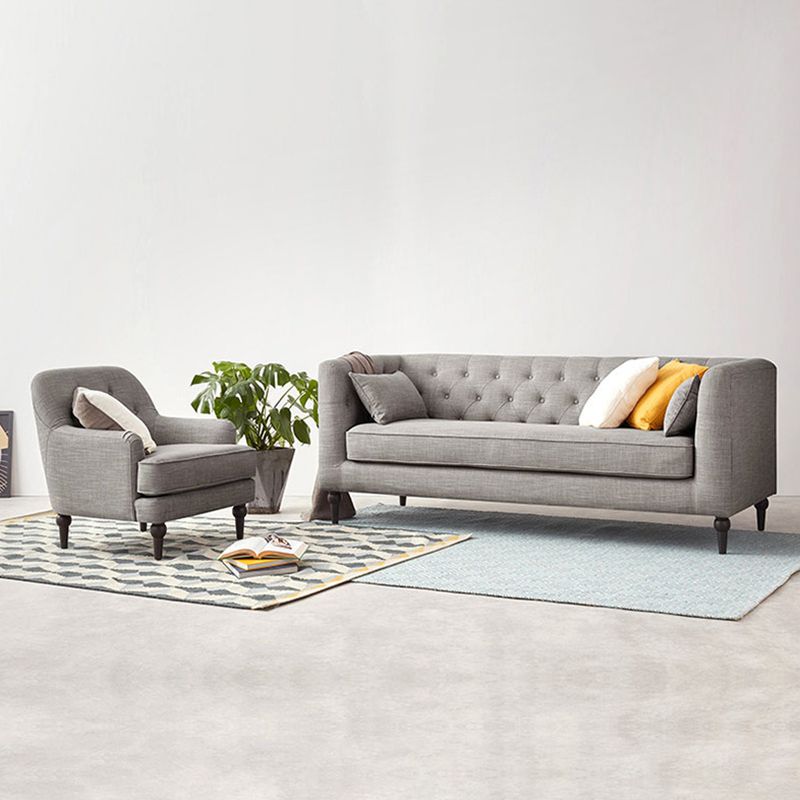 Tufted Fabric Sofa with Tuxedo Arm in Gray Contemporary Style Clearhalo 'furn' 'furn_sofas' 'Furniture' 'Living Room Furniture' 'Sofa' 'sofas' 1200x1200_0f308c36-d824-4f33-b10a-f4b45939e56a