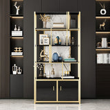 12"W 79"H Bookshelf Glam Style Open Back Bookcase for Study Room Home Office Clearhalo 'Bookcases' 'furn' 'furn_bookcases' 'Furniture' 'furniture_bookcases' 'kitchen' 'kitchen_bookcases' 'Living Room Furniture' 'Office Furniture' 1200x1200_0f30a790-5105-47ab-b8a5-7561f548d7a9