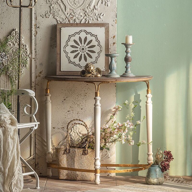 Half Moon Shape Contemporary Console Table White Wood Console Sofa Table