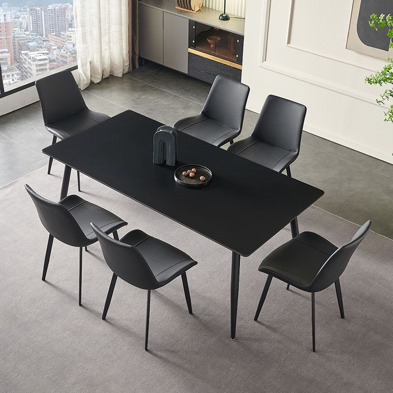 Kitchen Industrial Dinner Table Stone Rectangle 4 Legs Dining Table Clearhalo 'Dining Tables & Seating' 'Dining Tables' 'dining_table' 'furn' 'furn_dining_table' 'Furniture' 'Kitchen & Dining Furniture' 1200x1200_0f31a929-8e67-457d-92d4-5492dc213896