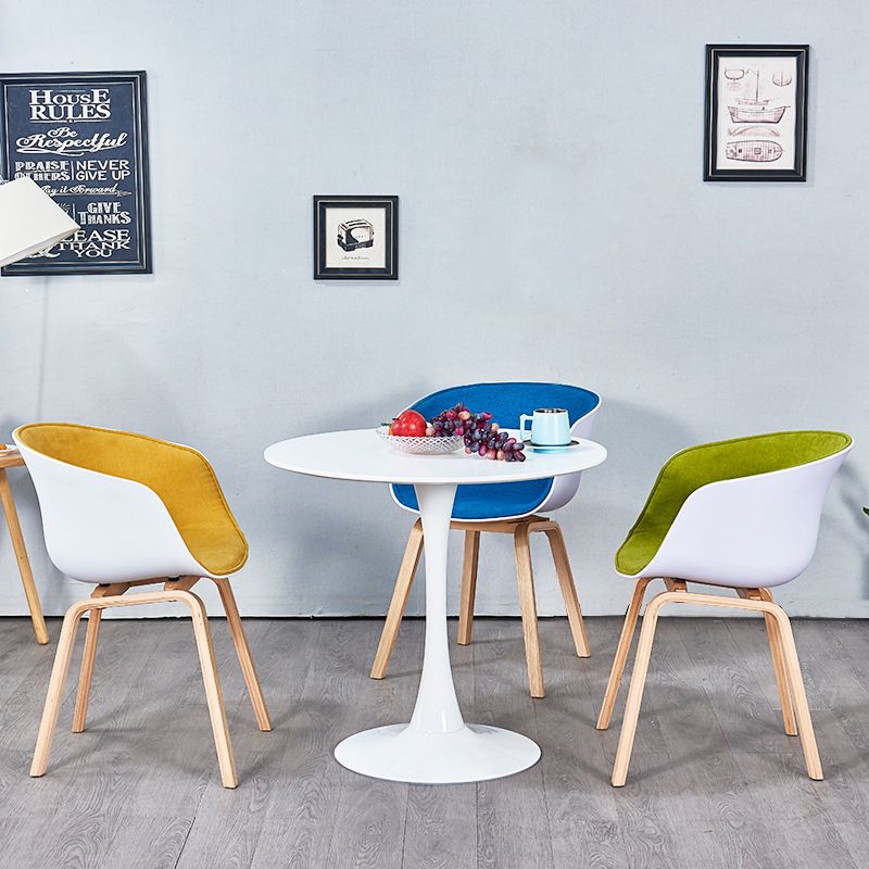 Modern White Solid Back Dining Arm Chair Wood Kitchen Dining Arm Chair Clearhalo ' kitchen&dining_furn' 'Dining Chairs' 'Dining Tables & Seating' 'dining_chair' 'furn' 'furn_dining_chair' 'Furniture' 'furniture_dining_chair' 'Kitchen & Dining Furniture' 'kitchen' 1200x1200_0f32ed0d-5f71-4252-96af-8527a263ed97