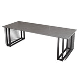 Industrial Sintered Stone Standard Dining Table Kitchen Rectangle Shape Dining Table for Kitchen Clearhalo ' dining_table' 'Dining Tables & Seating' 'Dining Tables' 'furn' 'furn_dining_table' 'Furniture' 'furniture_dining_table' 'Kitchen & Dining Furniture' 'kitchen&dining_furn' 'kitchen' 'kitchen_dining_table' 1200x1200_0f332905-b27d-4b5b-a1f8-2e29a4d90db8