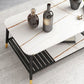 4 Legs Coffee Table Slate Top Coffee Cocktail Table with Shelf