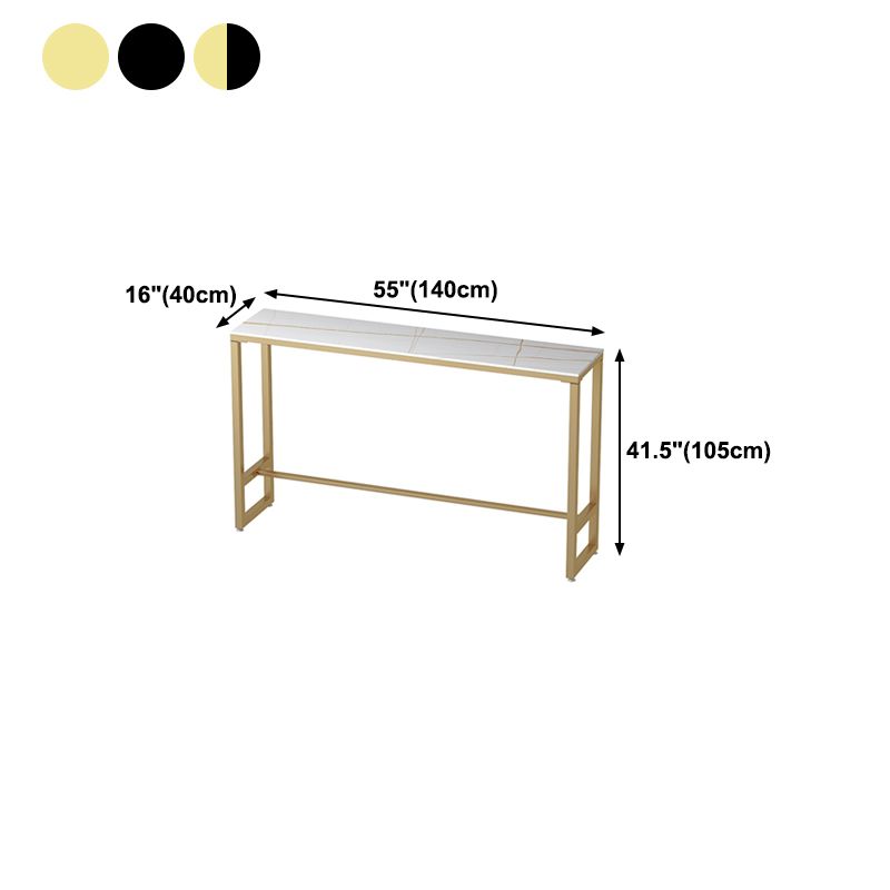 Glam Rectangle Stone Bistro Table Indoor Iron Bar Dining Table with Trestle Pedestal Clearhalo 'Bar Furniture' 'Bar Tables' 'bar_tables' 'furn' 'furn_bar_tables' 'Furniture' 'furniture_bar_tables' 'Kitchen & Dining Furniture' 1200x1200_0f34728c-2e45-4c35-93a0-52665b7dd98d